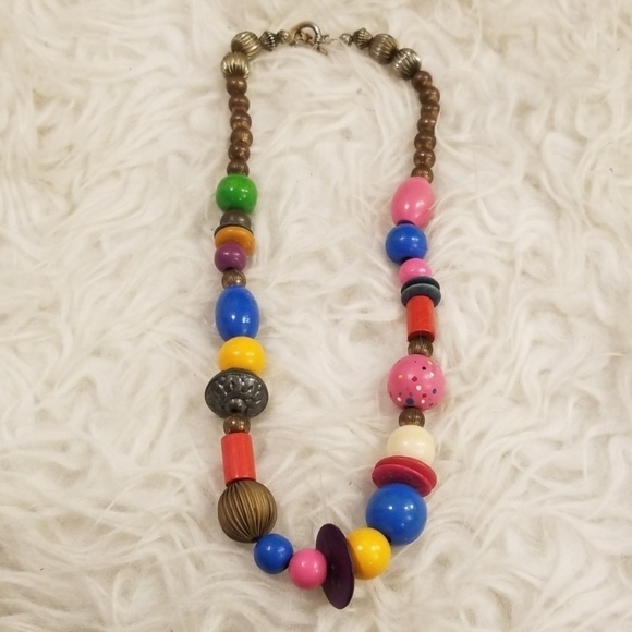 Colorful Wood Bead Necklace - Picture 1 of 5